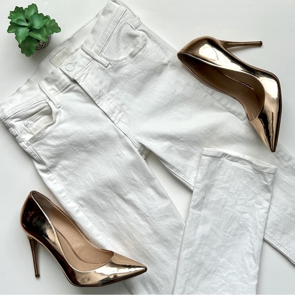 MOTHER The Mid Rise Dazzler Ankle Straight Jeans Fairest Of Them All White 25 - Picture 2 of 15